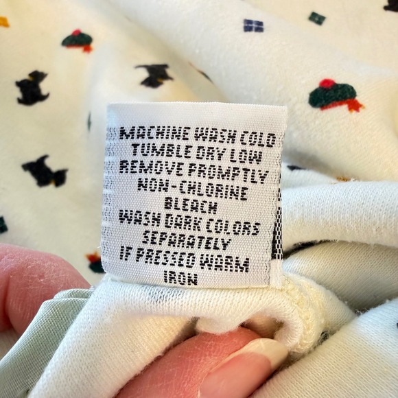 Northern Isles Womens Small Turtleneck Scottie Dog Tartan Print Cream Vintage S - Picture 10 of 10